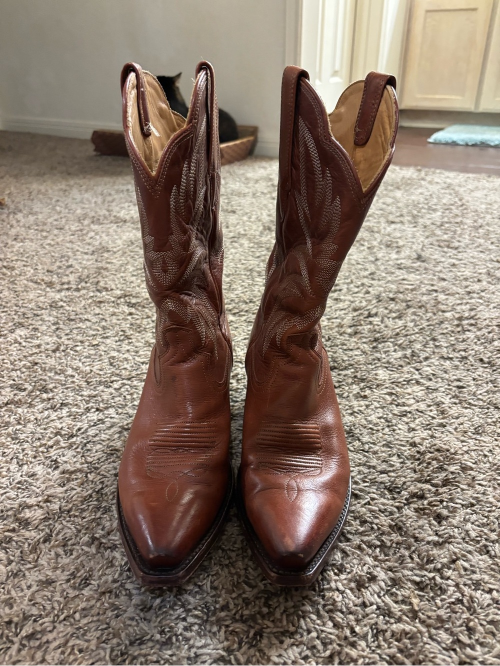 Tecova Sadie Brown Leather Western Cowboy Boots - Woman 8